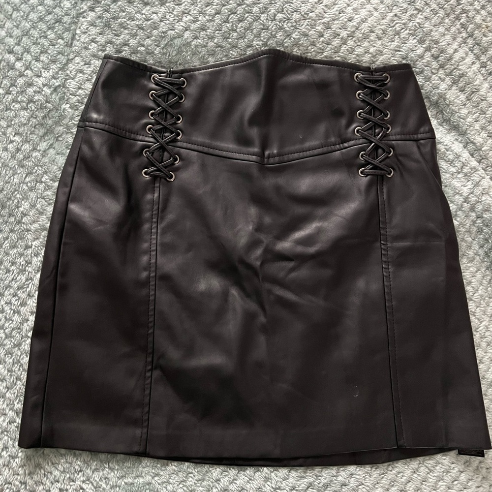 Miss Selfridge Black Faux Leather Miniskirt